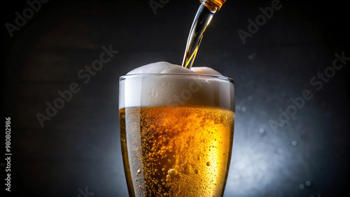 Wallpaper Mural Isolated cold beer pouring into glass, creating a splash of foam and bubbles Torontodigital.ca