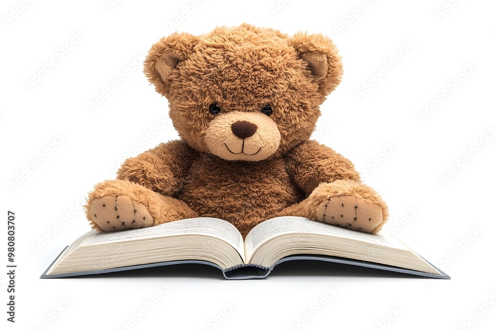 a teddy bear sitting on a book
a teddy bear sitting on a book