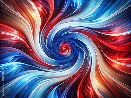 Vibrant abstract burst of red, blue, and white hues radiating outward in a dynamic, swirling pattern, evoking the essence of a national symbol.