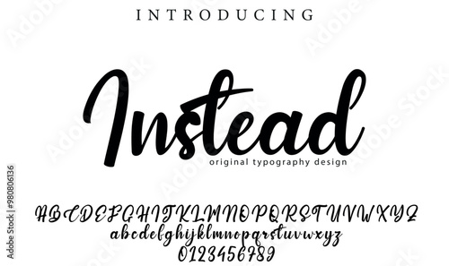Instead Font Stylish brush painted an uppercase vector letters, alphabet, typeface