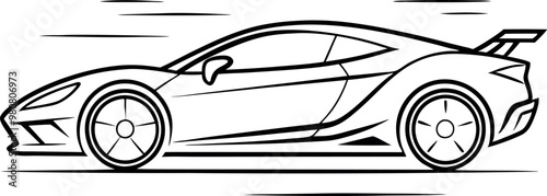 Dynamic Line Art of a Sleek Sports Car Showcasing Speed and Aerodynamic Design
