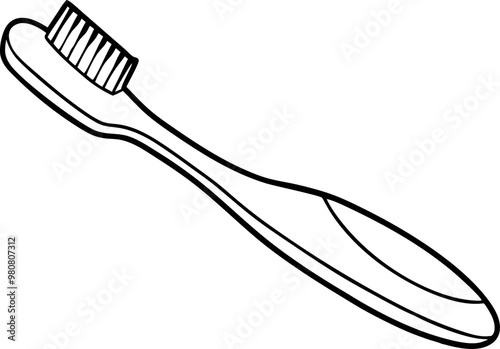 Simple Black and White Illustration of a Toothbrush for Personal Care and Dental Hygiene Projects
