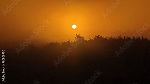 Obraz na płótnie Beautiful sunrise landscape scenery at Clare river, County Galway, Ireland, nature sun background, misty dawn w salonie
