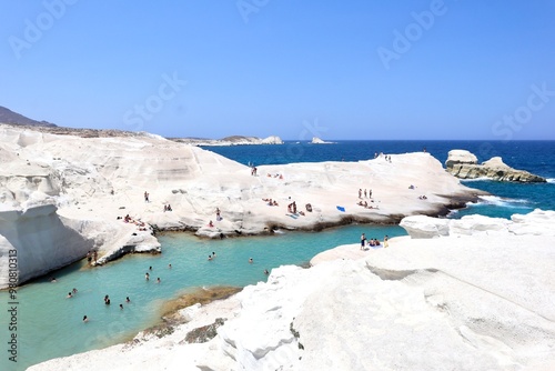Fototapeta Naklejka Na Ścianę i Meble -  Greece Landscape, Sarakiniko Beach, Moon Beach, Greece, Europe, Summer
