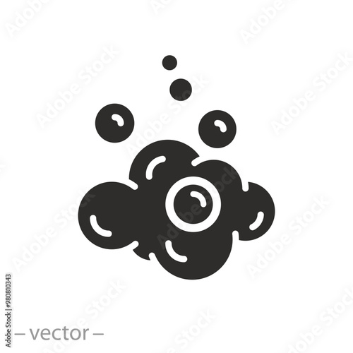 water bubble icon, hygiene soap foam, cream or mousse, clean or wash, flat vector illustration