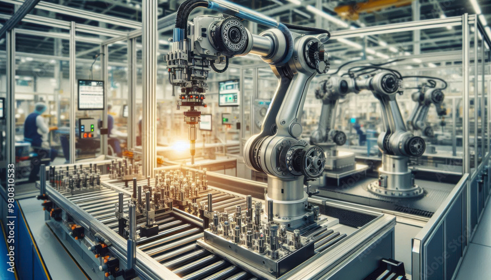 industrial machines operating in a modern factory industrial machines operating in a modern factory