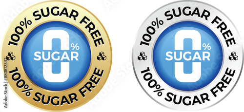 Sugar free icons. Zero sugar label. Set allergen free icons. Allergen free products. Vector Illustration.