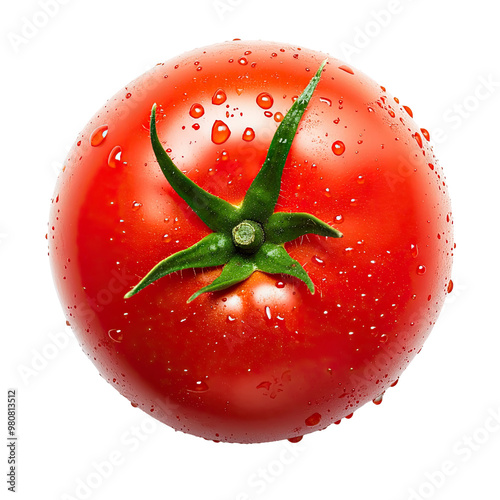 Fresh red tomato with water drops