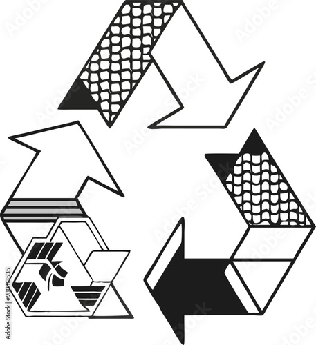 symbol on white  Recycling sign on packaging black glyph and outline Vector