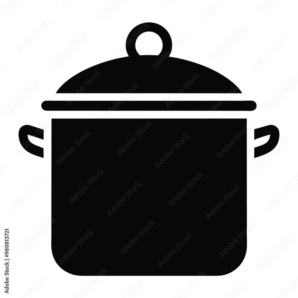 black pot with a lid that says a pot on it. black pot with a lid that says a pot on it.