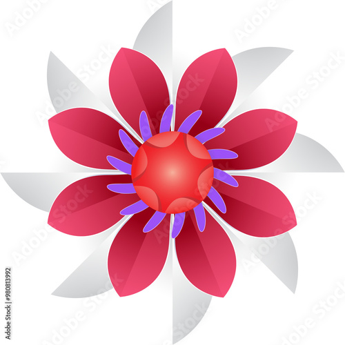 Red flower decoration element graphic design, PNG file no background