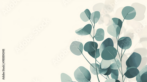 Minimalist natural art with green leaf background