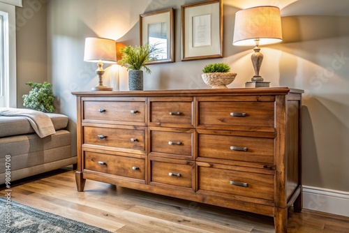 A vintage wooden dresser is meticulously sanded and refinished, transforming a worn piece into a stunning focal point