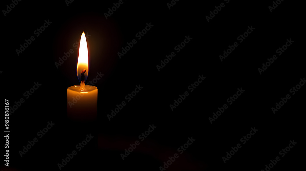 A single candle burns in the darkness, illuminating the surroundings with a warm glow and creating a serene atmosphere A single candle burns in the darkness, illuminating the surroundings with a warm glow and creating a serene atmosphere
