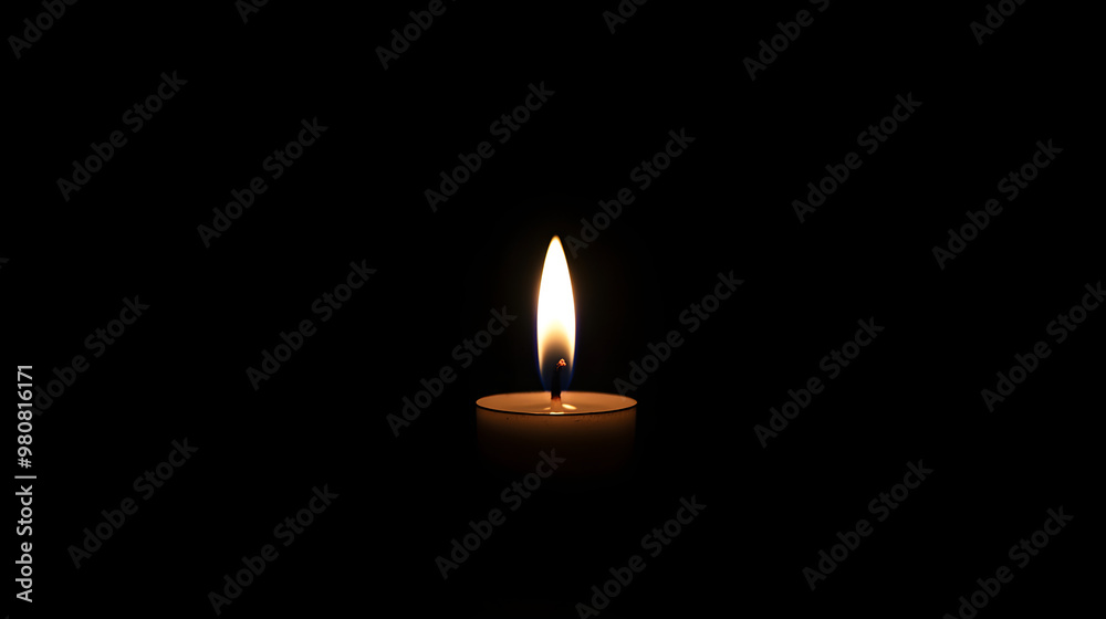 A single candle burns brightly in the darkness, illuminating the surroundings with a warm, flickering glow A single candle burns brightly in the darkness, illuminating the surroundings with a warm, flickering glow
