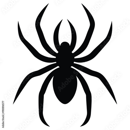 Ada black spider with a white background that says' spider' on itobe Illustrator Artwork