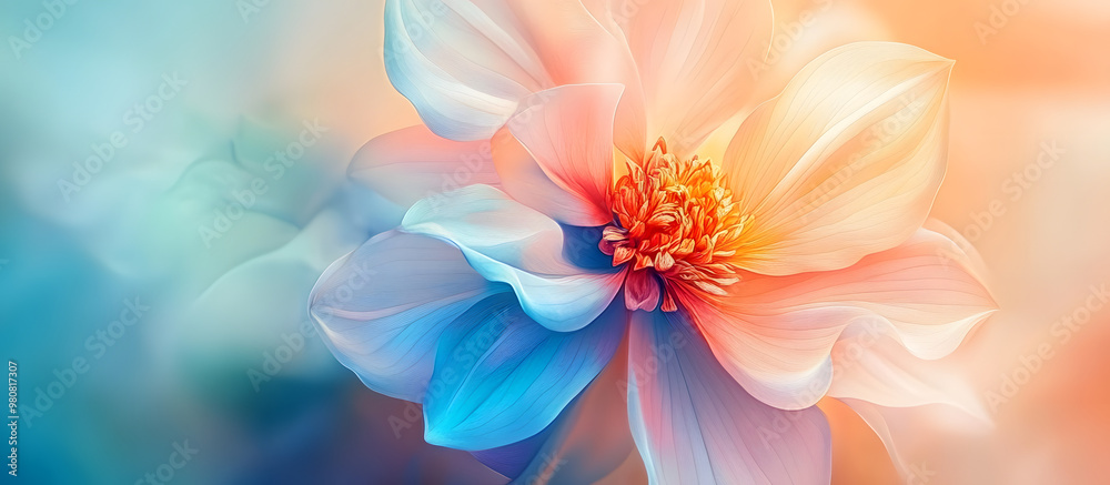Abstract flower over soft gradient background with copy space image Abstract flower over soft gradient background with copy space image