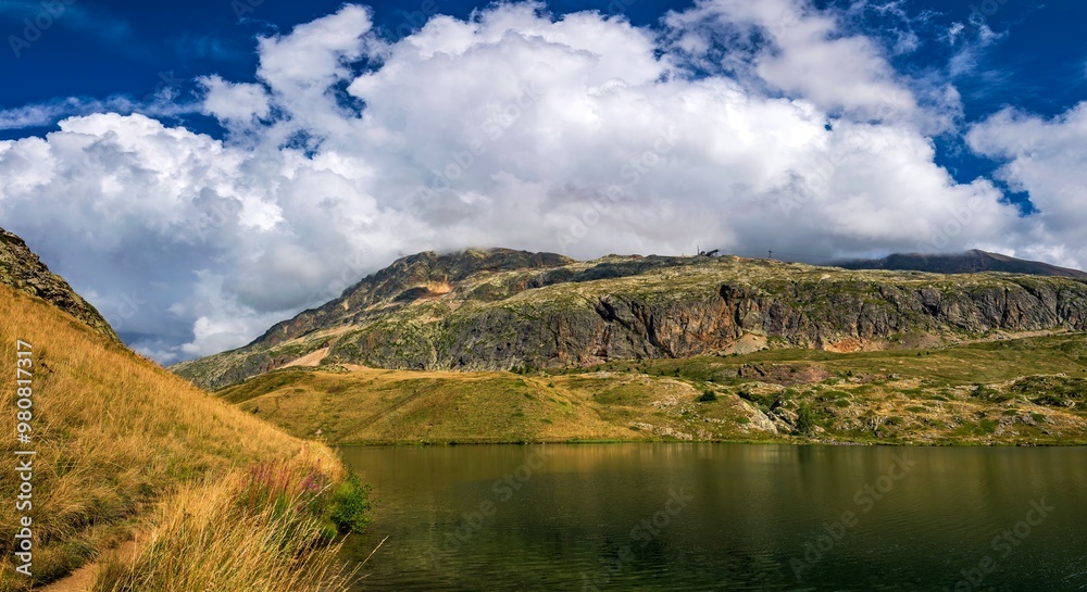 Fototapeta premium landscape with lake and mountains in the French Alps, lake Noir