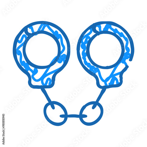 handcuffs police tool doodle icon sketch vector. handcuffs police tool sign. isolated symbol illustration