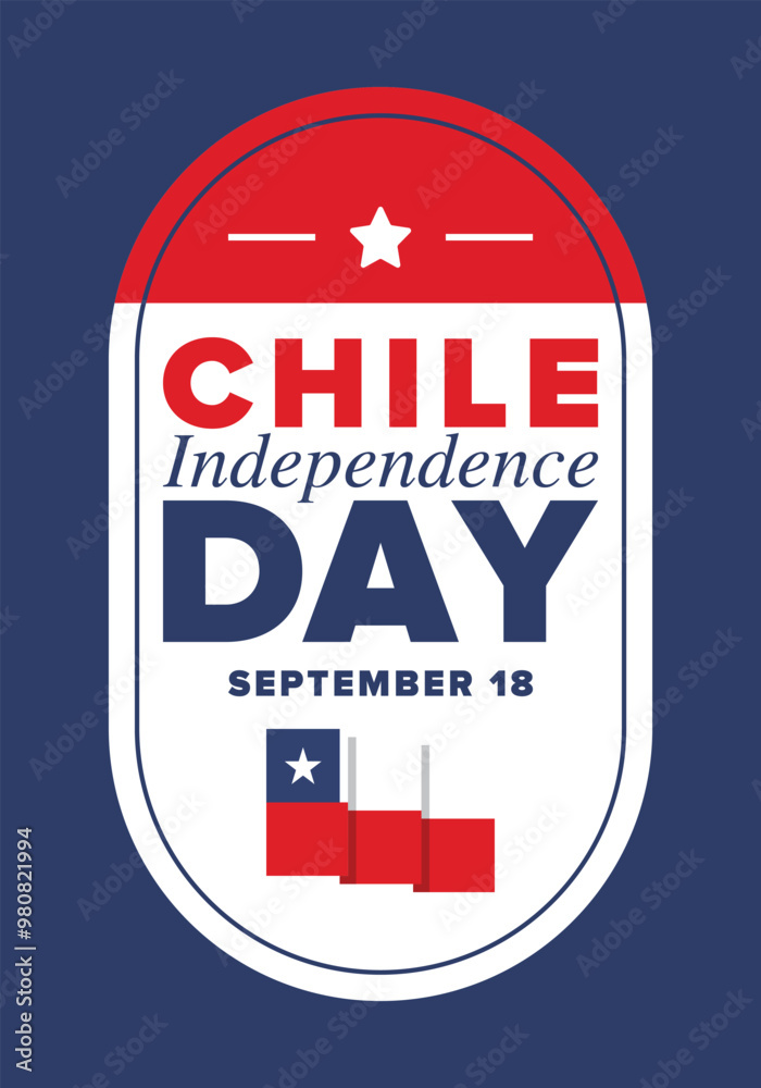 Obraz premium Chile Independence Day. Happy national holiday Fiestas Patrias. Freedom day. Celebrate annual in September 18. Chile flag. Patriotic chilean design. Poster, card, banner, template, background. Vector