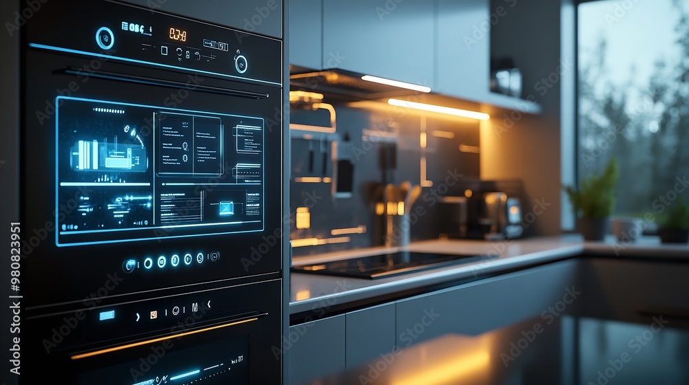 An open microwave oven in a clean, modern kitchen.