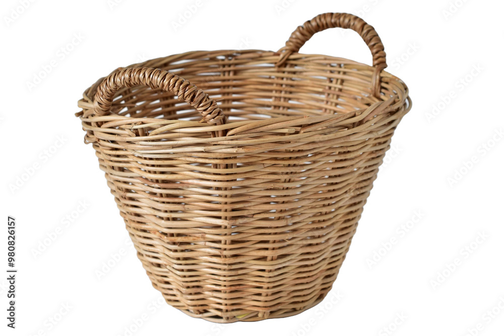 Obraz premium Wicker basket for clothes separate white background