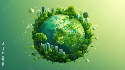 Green planet sustainability and conservation concept illustration