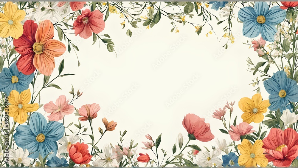 Obraz premium Spring floral frame illustration