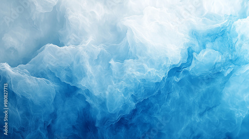 Flowing Blue Clouds with White Mist and Ice-Like Texture