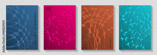 Premium club party flyers. Complex waves torrent textures. Futuristic cover vector layouts. Night party posters collection fluid curves graphic design.