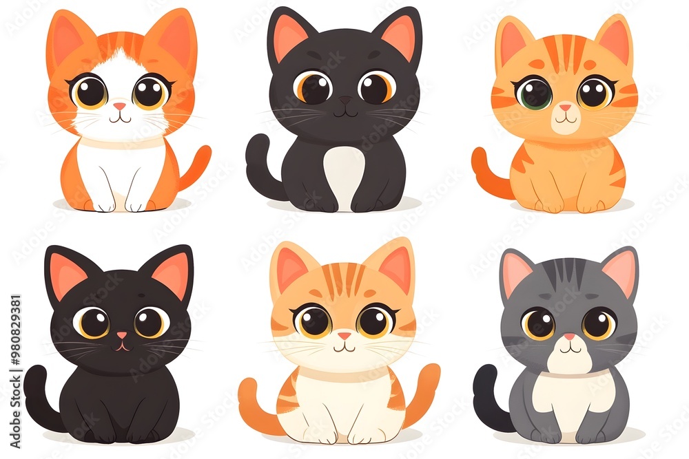 Adorable Cartoon Cats in Vibrant Vectors for Charming Kids Designs and Products Adorable Cartoon Cats in Vibrant Vectors for Charming Kids Designs and Products