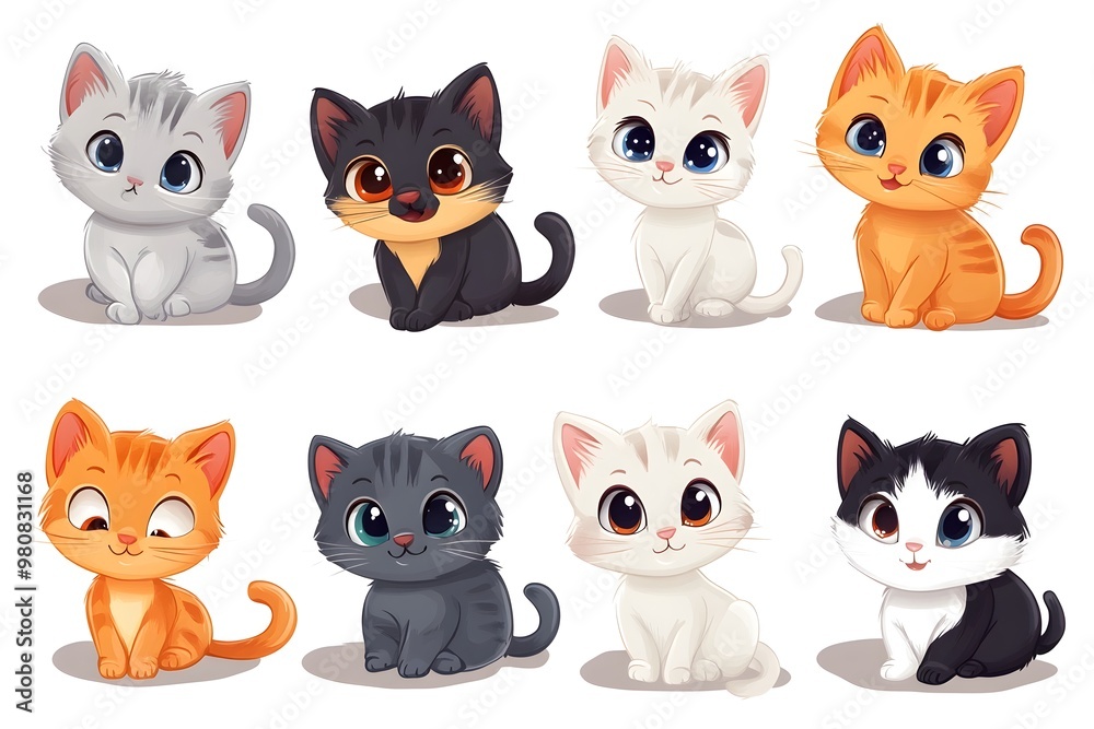 Delightful Cartoon Cats Set for Kids Products and Promotional Designs Delightful Cartoon Cats Set for Kids Products and Promotional Designs