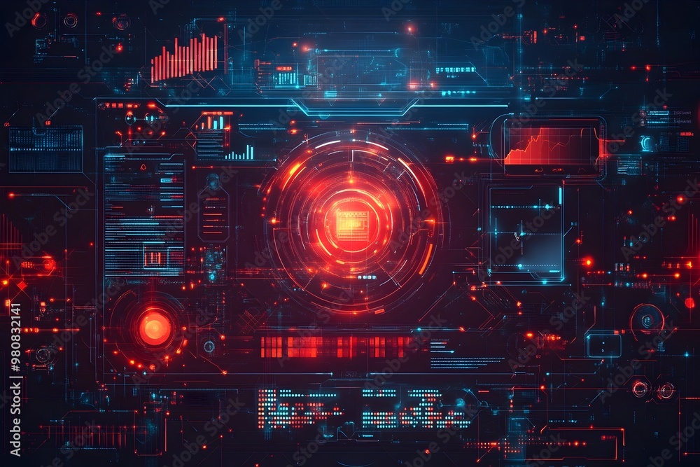 Futuristic HUD Interface Grid with Digital Technology Pattern for Electronic User System Futuristic HUD Interface Grid with Digital Technology Pattern for Electronic User System