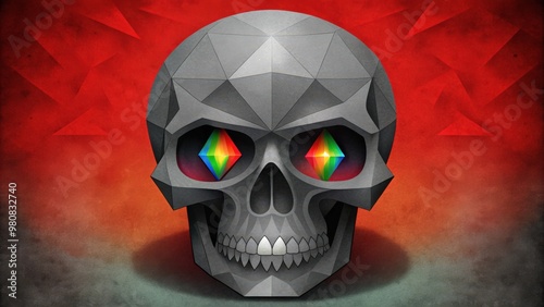 Geometric Skull with Rainbow Eye Sockets photo