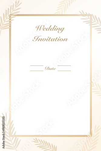 Vector - Beautiful frame or border on beige color. Vintage style. Copy space. Wedding invitation card. 