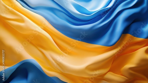 Ukrainian Flag Waving Proudly in the Wind