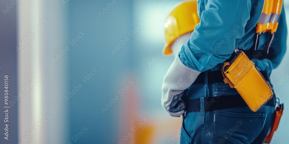 A worker in safety gear stands confidently with a hard hat, showcasing readiness for construction or industrial tasks. A worker in safety gear stands confidently with a hard hat, showcasing readiness for construction or industrial tasks.