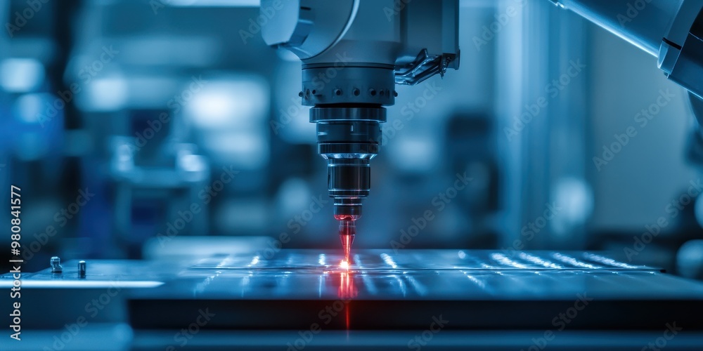 Close-up of a laser cutting machine in operation, showcasing precision technology and advanced manufacturing processes. Close-up of a laser cutting machine in operation, showcasing precision technology and advanced manufacturing processes.