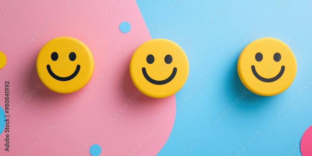 Colorful smiley faces on a cheerful background, perfect for conveying happiness and positivity in design and messaging. Colorful smiley faces on a cheerful background, perfect for conveying happiness and positivity in design and messaging.