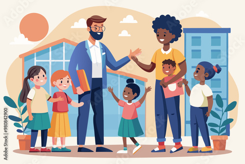 Volunteering in an orphanage vector 
