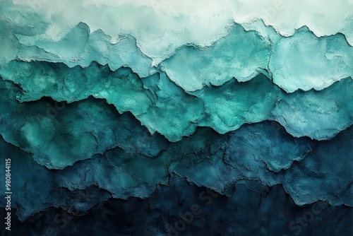 Wallpaper Mural fluid watercolor abstract deep teal blending into vibrant emerald organic shapes textured paper effect Torontodigital.ca