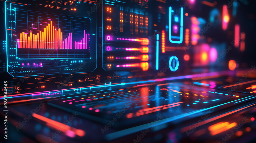 3D icon of a presentation board in holographic style 3D icon of a presentation board in holographic style