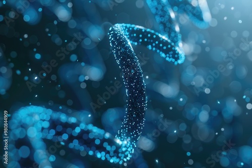 Futuristic DNA Helix with Glowing Data Connections in a Digital Matrix