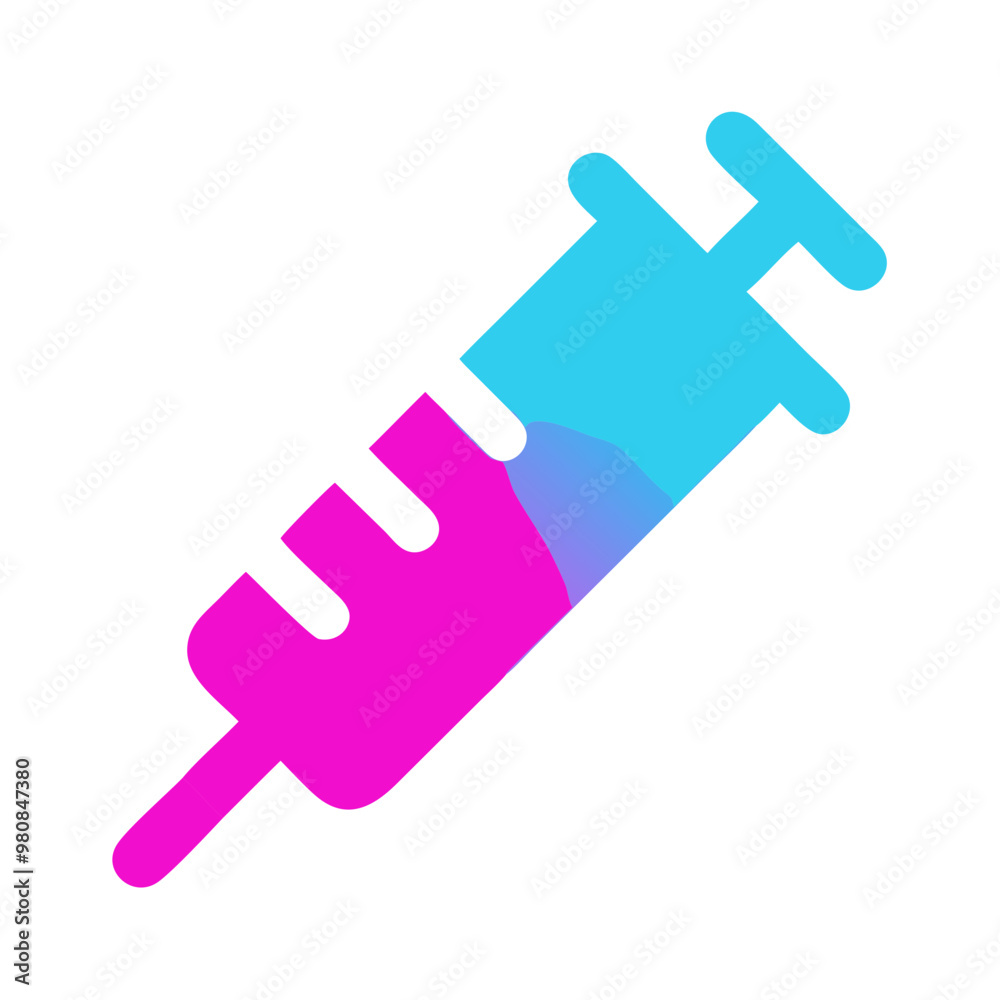 Colorful illustration of a syringe with a blue and pink gradient on a white background Colorful illustration of a syringe with a blue and pink gradient on a white background