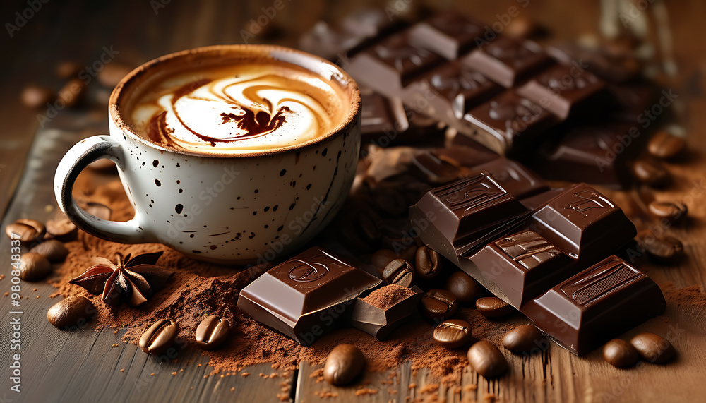 A sweet moment with coffee and chocolate A sweet moment with coffee and chocolate