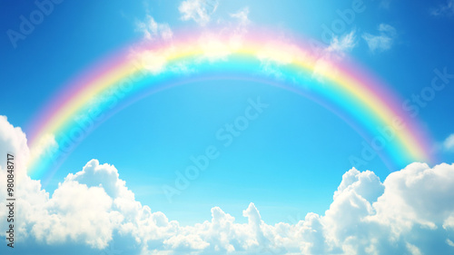 Wallpaper Mural Beautiful rainbow in the blue sky with clouds Torontodigital.ca