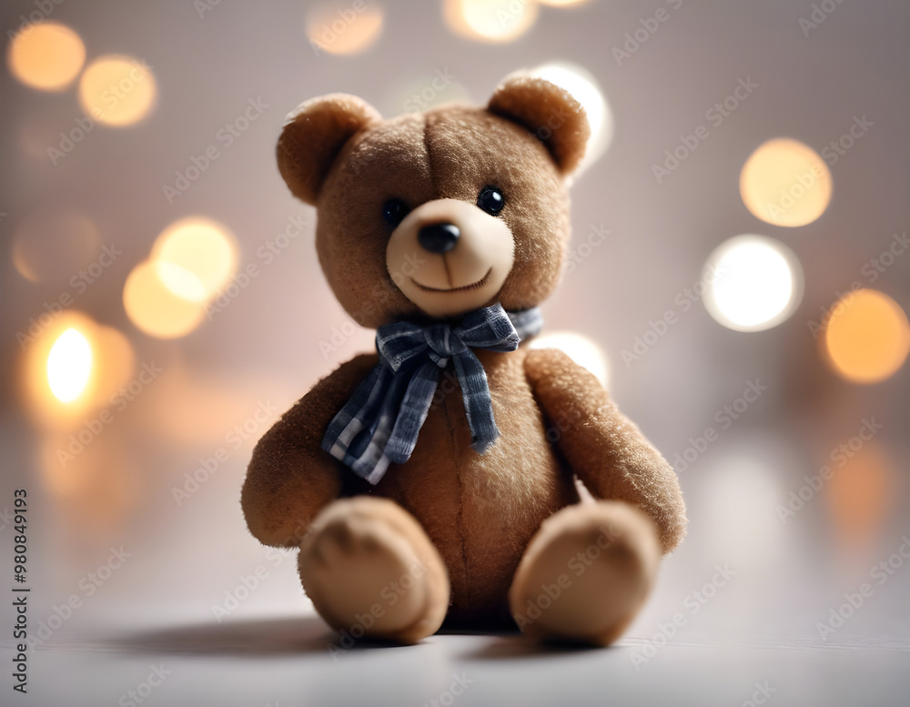 Teddy bear toy on a blurred background. Children's toys Teddy bear toy on a blurred background. Children's toys