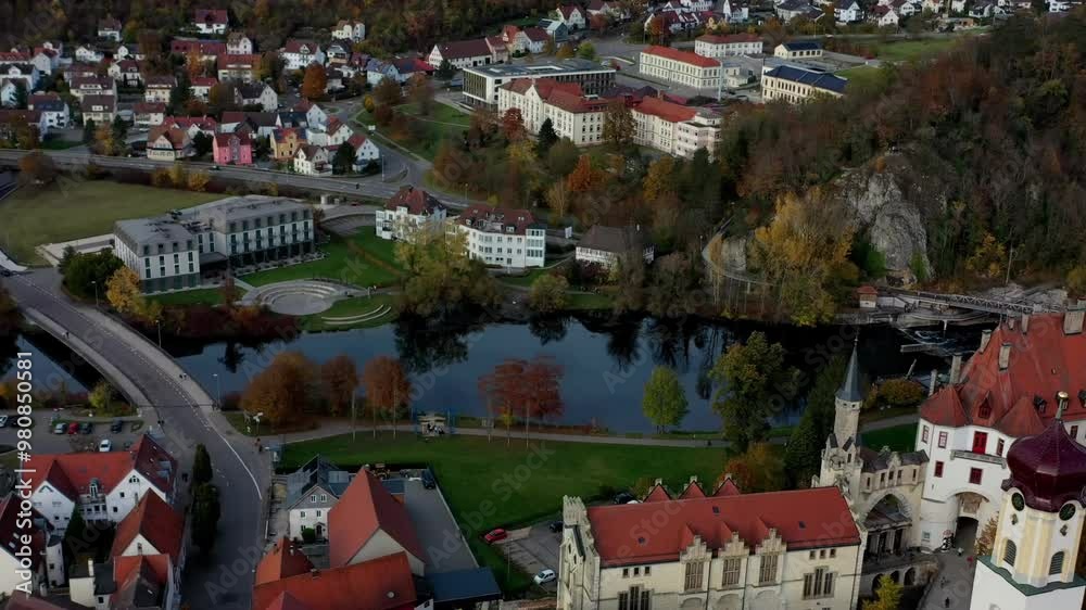 Aerial view of the town centre of Tuttlingen, Black Forest, Baar, Heuberg, Baden-Württemberg, Germany