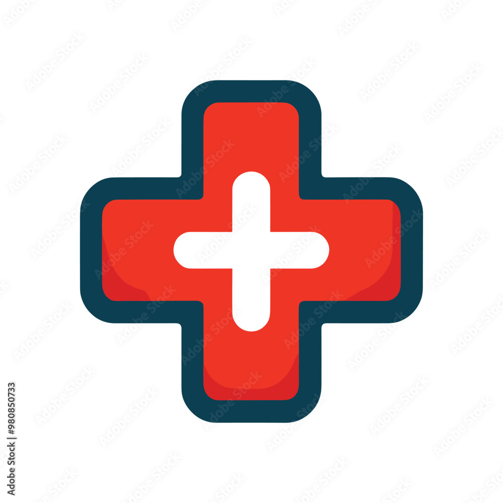 Red medical cross icon with white plus sign for healthcare and emergency services Red medical cross icon with white plus sign for healthcare and emergency services