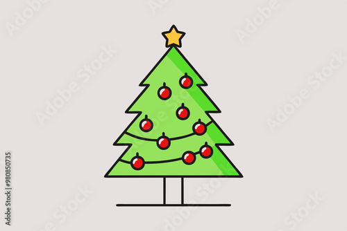 Wallpaper Mural Illustration of a Christmas tree with decorations. Torontodigital.ca